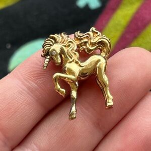 VTG Franklin Mint Unicorn Gold Plated 925 Sterling Silver Pendant Whimsigoth